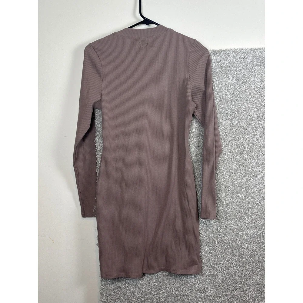 PINK Victoria's Secret Ribbed Long Sleeve Crew Neck Mini‎ Dress Mauve Size Large - Picture 5 of 5